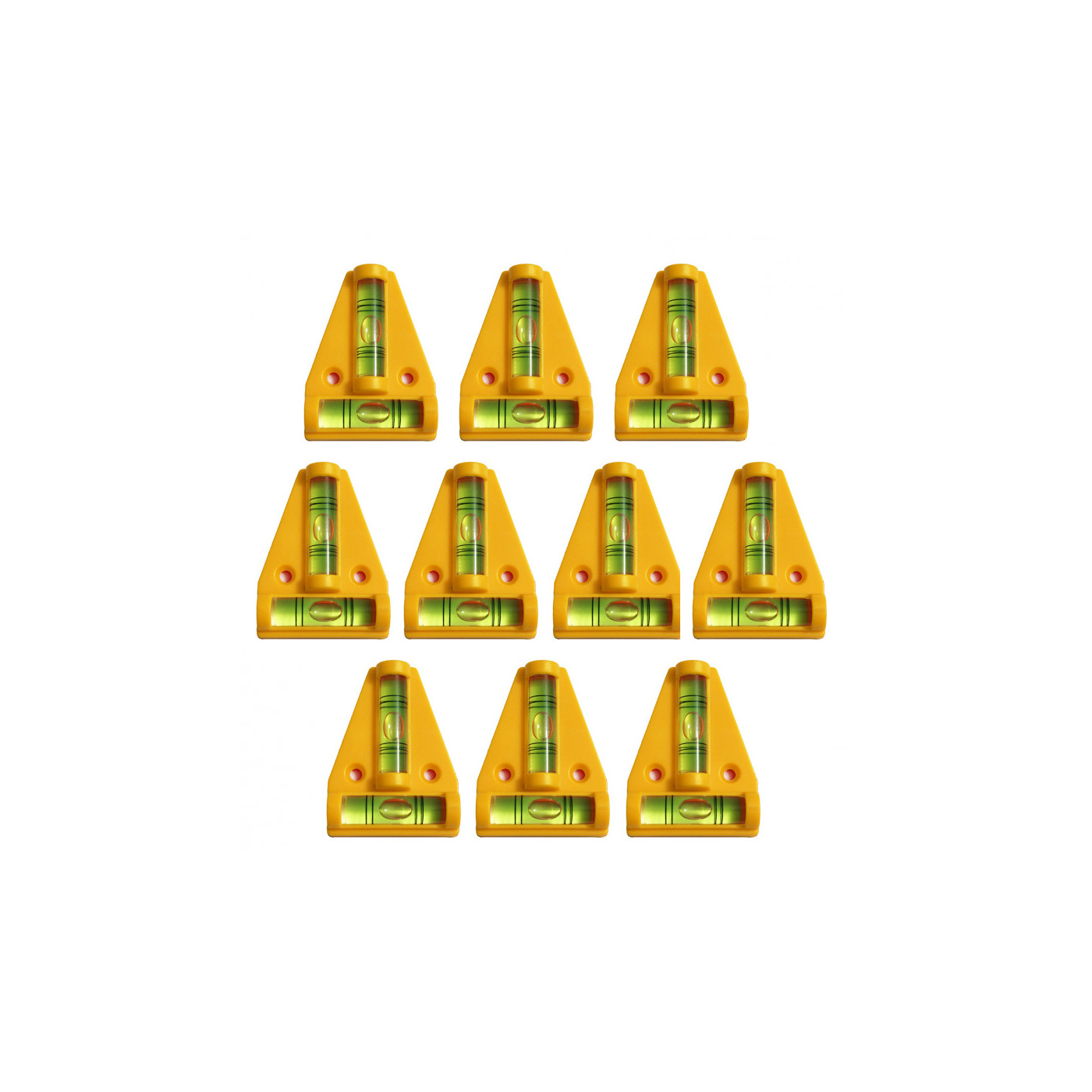 Set of 10 cross levels with screw holes (yellow)