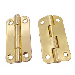 Set of 20 sturdy metal hinges for box (18x35 mm, gold color)