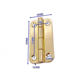 Set of 20 sturdy metal hinges for box (18x35 mm, gold color)