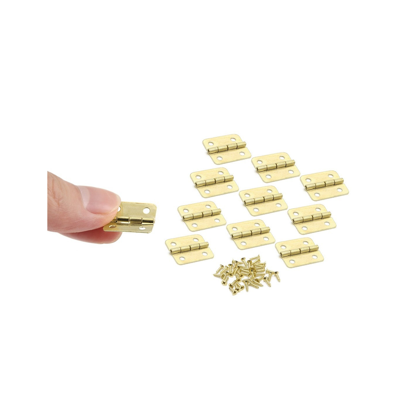 Set von 60 kleinen Messingscharnieren, 18x16 mm - 1 Set von 60 kleinen Messingscharnieren, 18x16 mm - 1