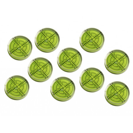 Set of 10 bubble level vials (32x7 mm, green)