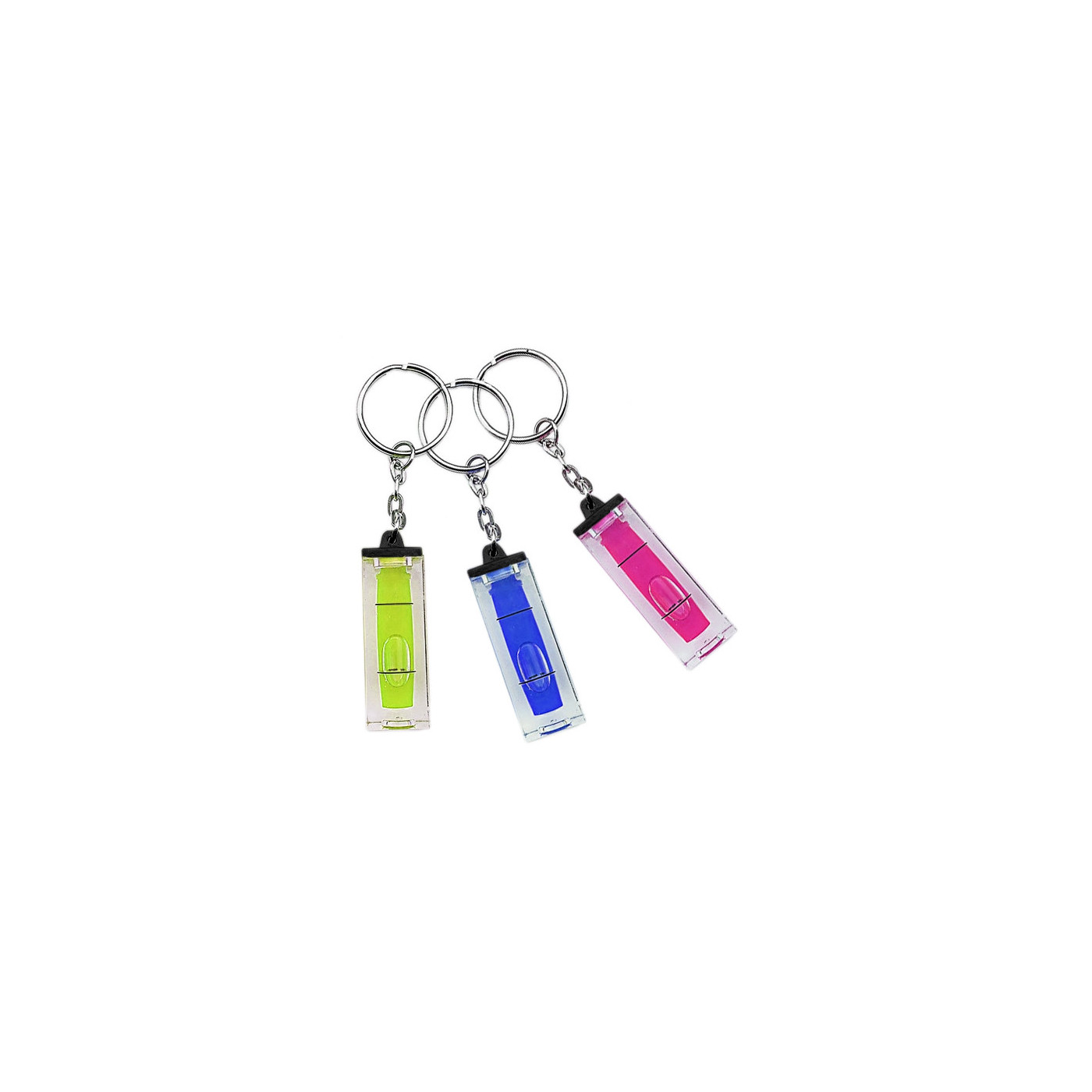 Set of 20 key chains with bubble level (green)