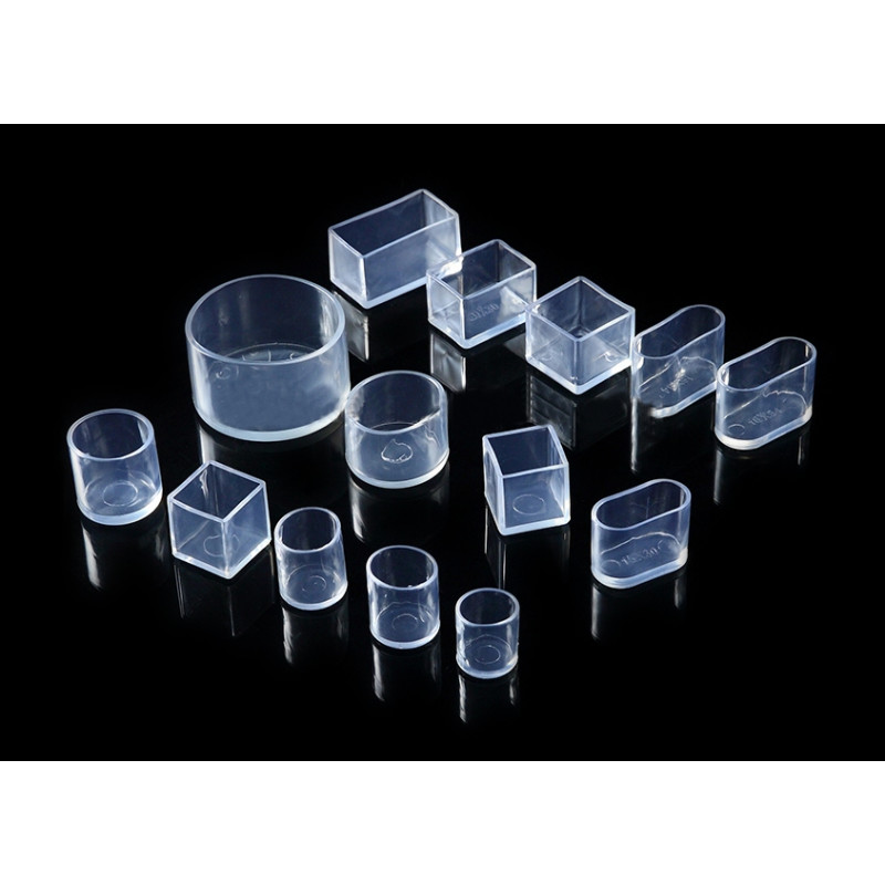 Silicone chair leg end cap (38x25 mm, rect, transparent)