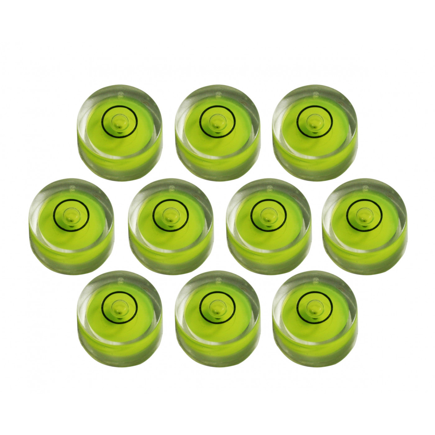 Set of 10 small round bubble levels size 3 (12x6 mm)