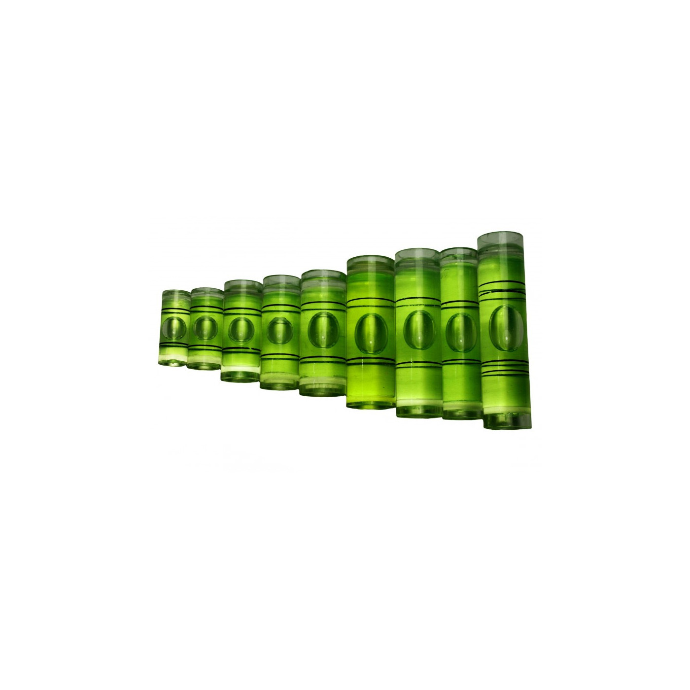 Set of 20 vials for spirit levels (size 7, green)