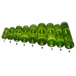 Set of 20 vials for spirit levels (size 6, green)