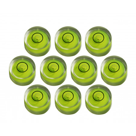 Set of 10 small round bubble levels size 7 (18x9 mm)