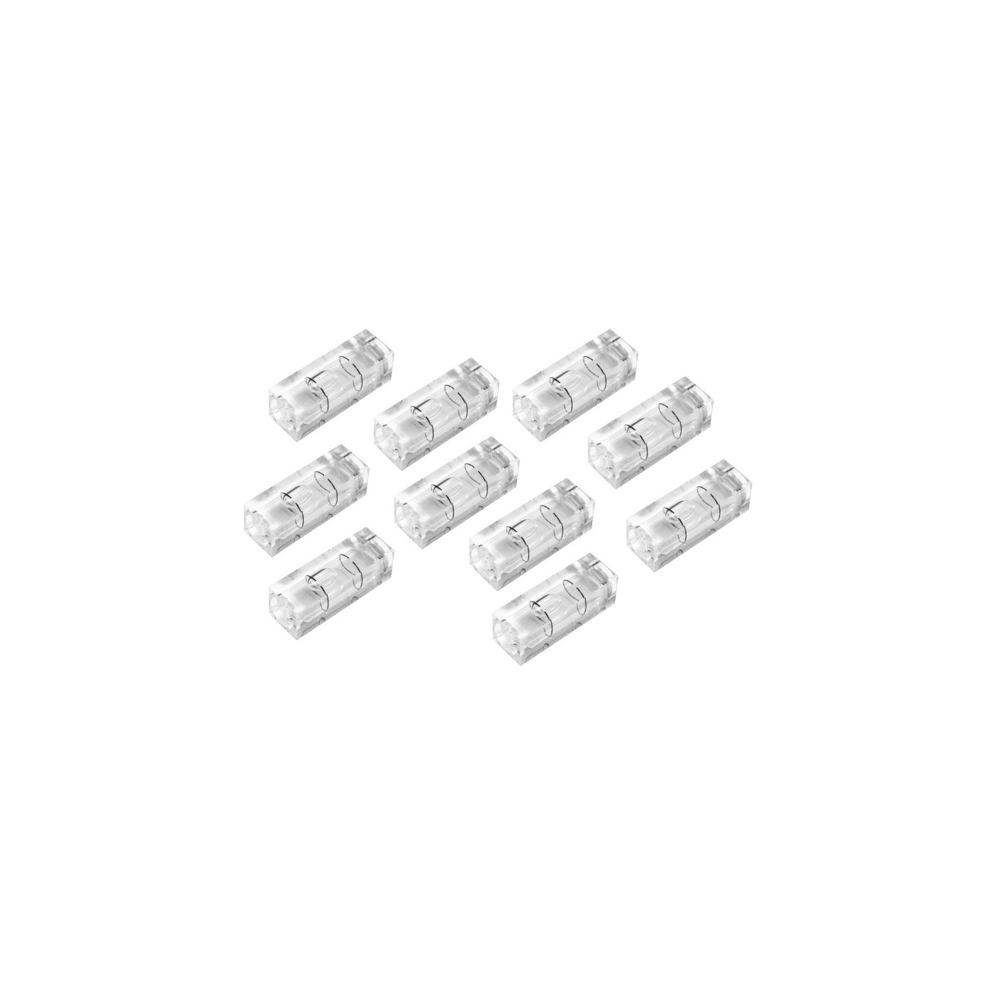 Set van 10 libellen voor waterpas, 10x10x29 mm, transparant