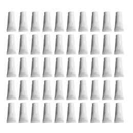 Set of 50 refillable flacons/tubes, white, 10 ml, with screw