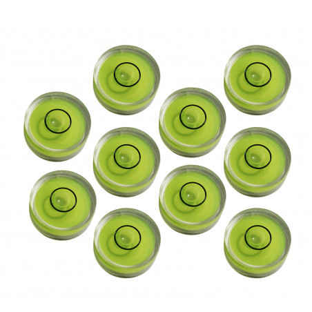 Set of 10 small round bubble levels size 4 (12x7 mm)