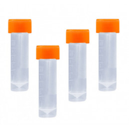 Set of 100 plastic test tubes (5 ml, polypropylene, with screw