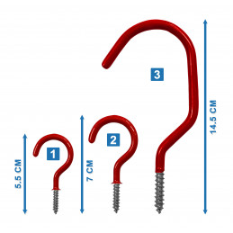 Set of 25 screw hooks (size 2, red)