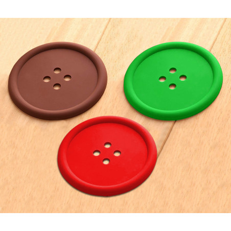 Set van 15 siliconen onderzetters (rood, groen, bruin)