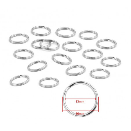 Set of 180 key rings (16 mm, nickel plated)