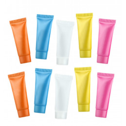 Set of 50 refillable, cosmetic tubes (5 ml, mixed colors)