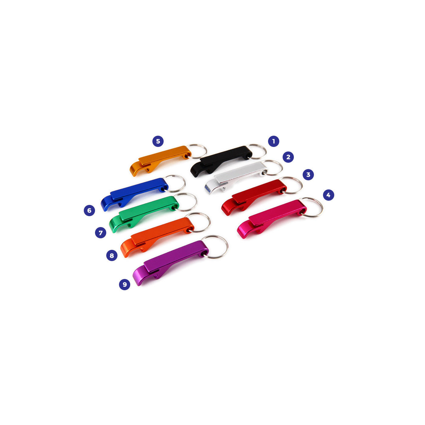 Set of 10 metal bottle openers, color 9: purple