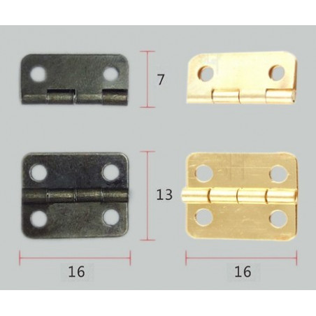 Set of 20 pieces small bronze hinges (16x13 mm)