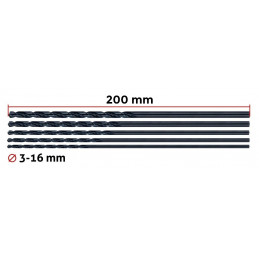 Set di 3 punte per metallo (HSS, 8.0x200 mm)