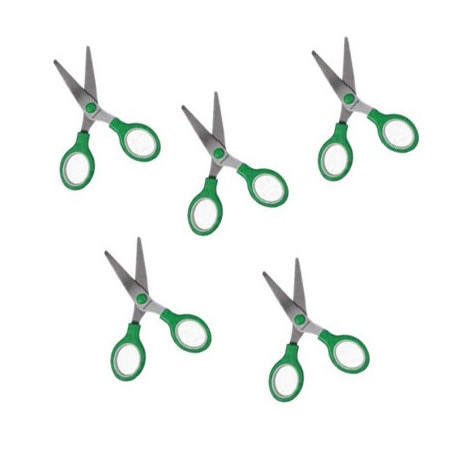 Set of 5 scissors for kids (green)