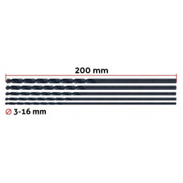 Set di 5 punte per metallo (HSS, 3.2x200 mm)