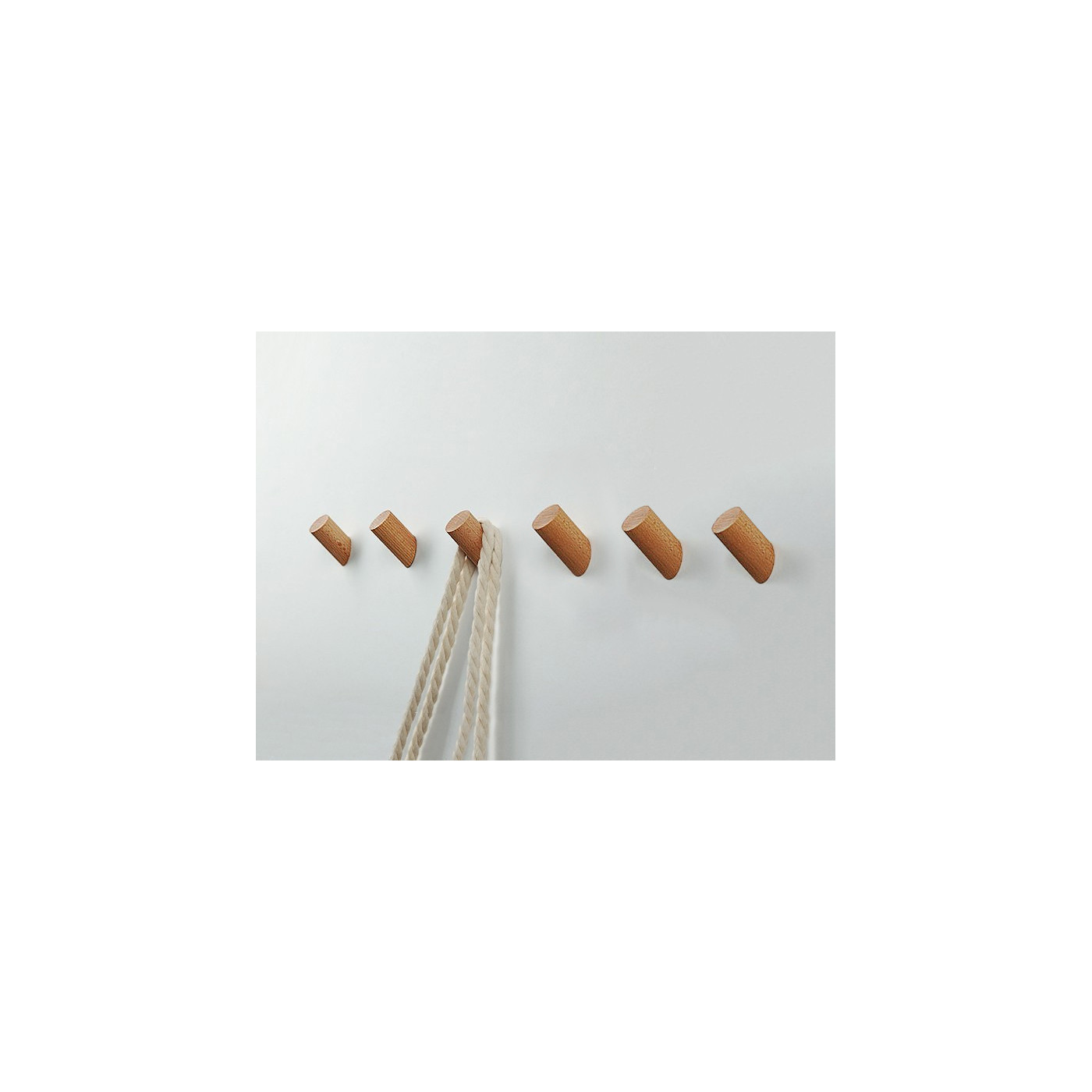 Lot de 6 patères en bois (porte-manteau), bois de frêne
