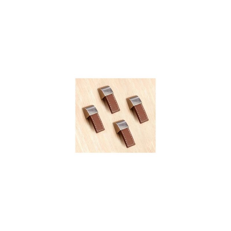 Set von 4 Ledergriffe (Einloch, braun) - 1 Set von 4 Ledergriffe (Einloch, braun) - 1