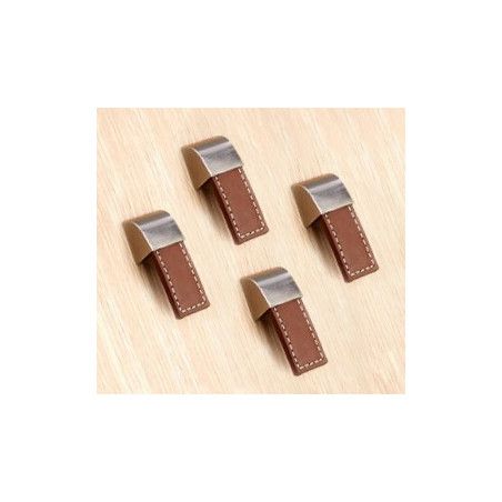 Set of 4 leather handles (single hole, brown) Set of 4 leather handles (single hole, brown)