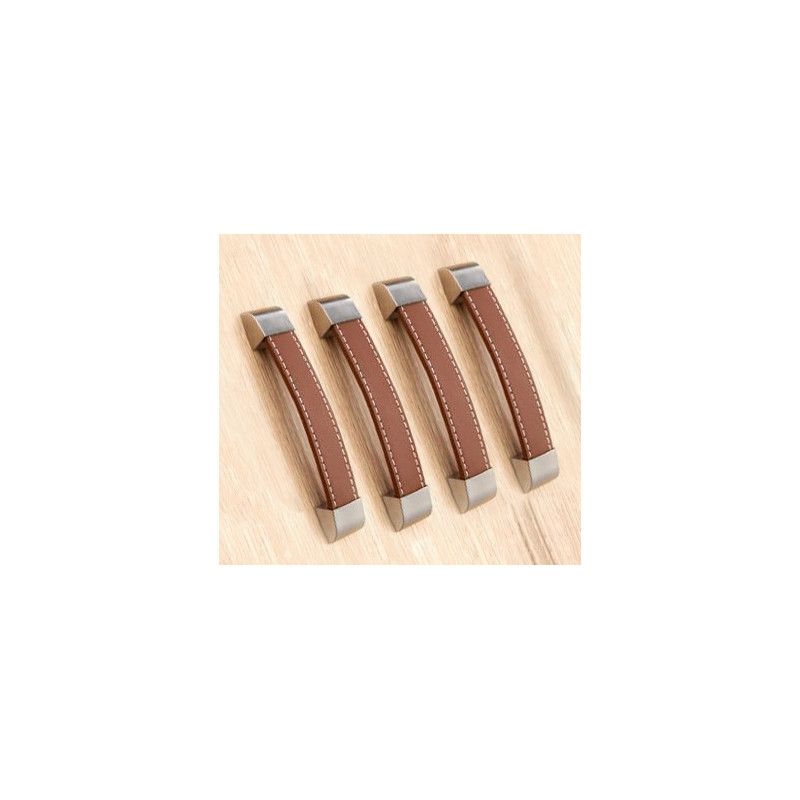 Set of 4 leather handles (128 mm, brown) - 1 Set of 4 leather handles (128 mm, brown) - 1