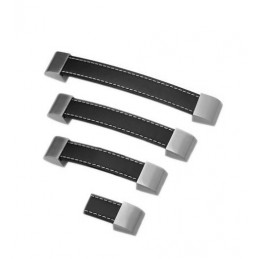 Set of 4 leather handles (128 mm, black)