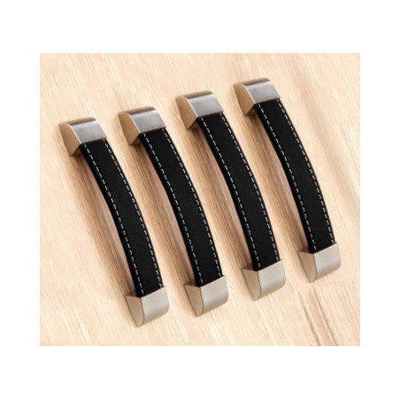 Set van 4 lederen handvaten (128 mm, zwart) Set van 4 lederen handvaten (128 mm, zwart)