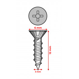 Conjunto de 300 parafusos pequenos (3,0x12 mm, escareado, cor