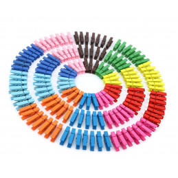 Set of 500 colorful clothes pins from wood (35 mm)