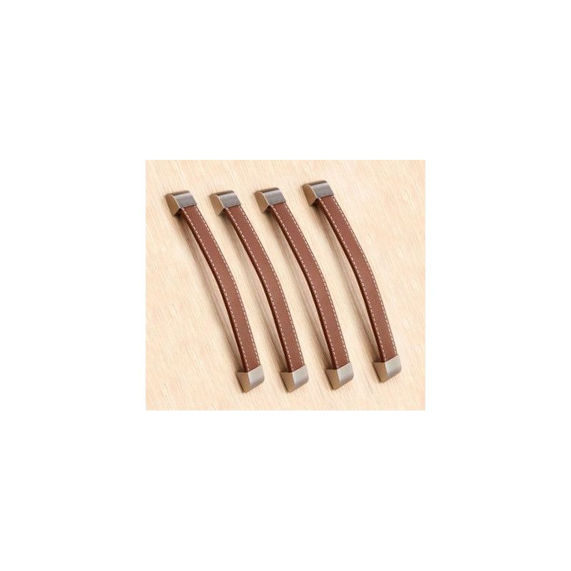 Set von 4 Ledergriffen (192 mm, braun) - 1 Set von 4 Ledergriffen (192 mm, braun) - 1