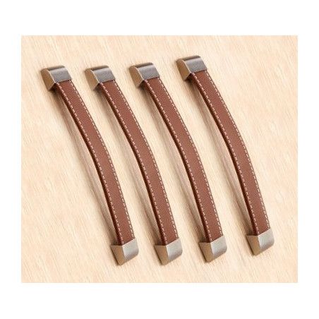 Set von 4 Ledergriffen (192 mm, braun) - 1 Set von 4 Ledergriffen (192 mm, braun) - 1