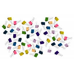 Conjunto de 50 clipes de papel (19 mm, multicoloridas) em 5