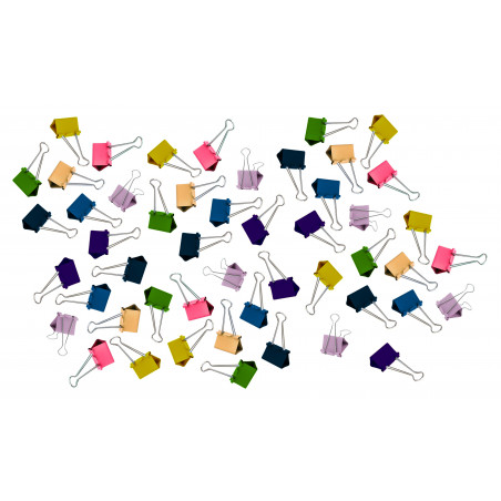 Conjunto de 50 clips de papel (19 mm, multicolor) en 5 blister