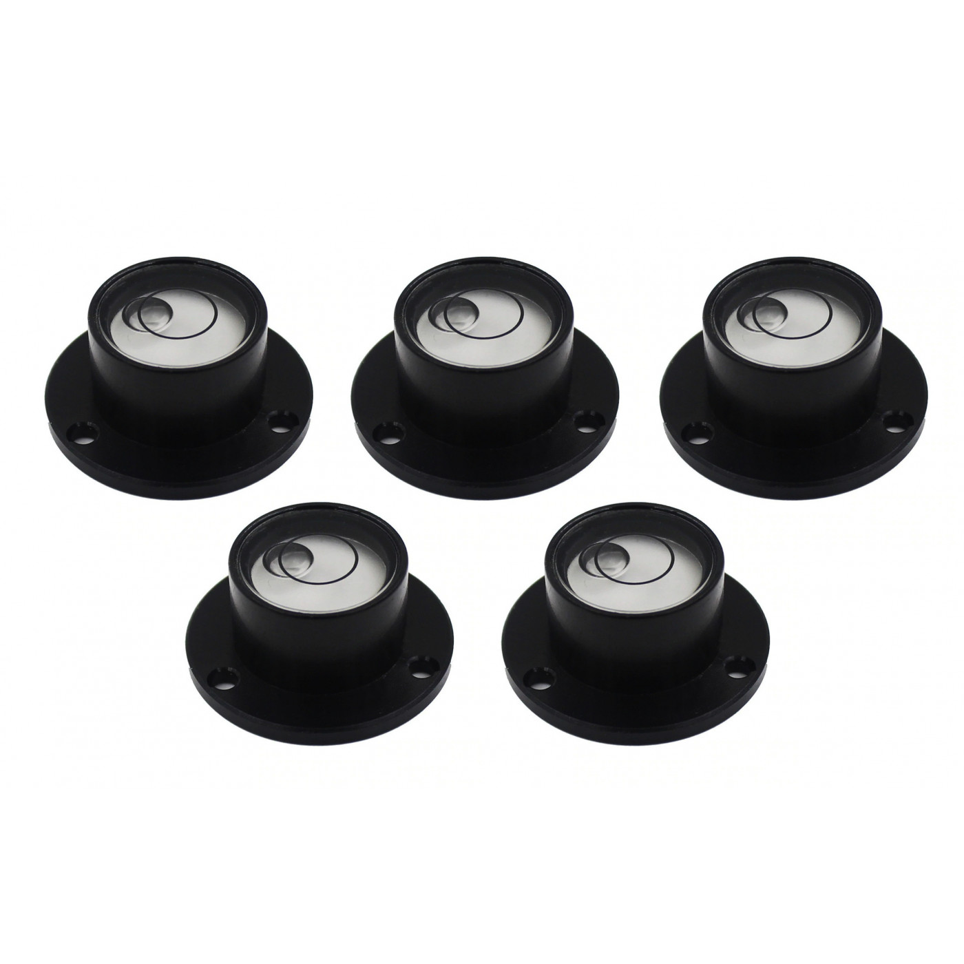 Set of 5 round bubble levels with metal shell (black)