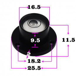 Ensemble de 5 niveaux à bulles ronds avec coque en métal (noir)