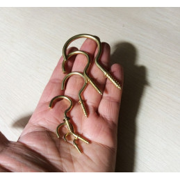 Set of 20 brass screw hooks, size 4