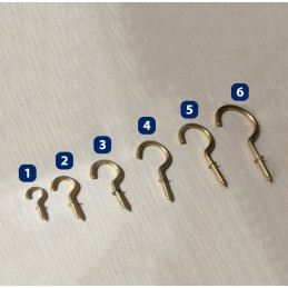 Set of 20 brass screw hooks, size 5