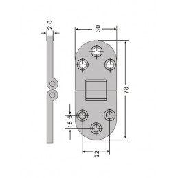 Set of 4 sturdy metal hinges (30x78 mm, 180 degrees, bronze)