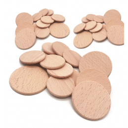 Set of 100 wooden discs (dia: 5 cm, thickness: 3.2 mm, beech)