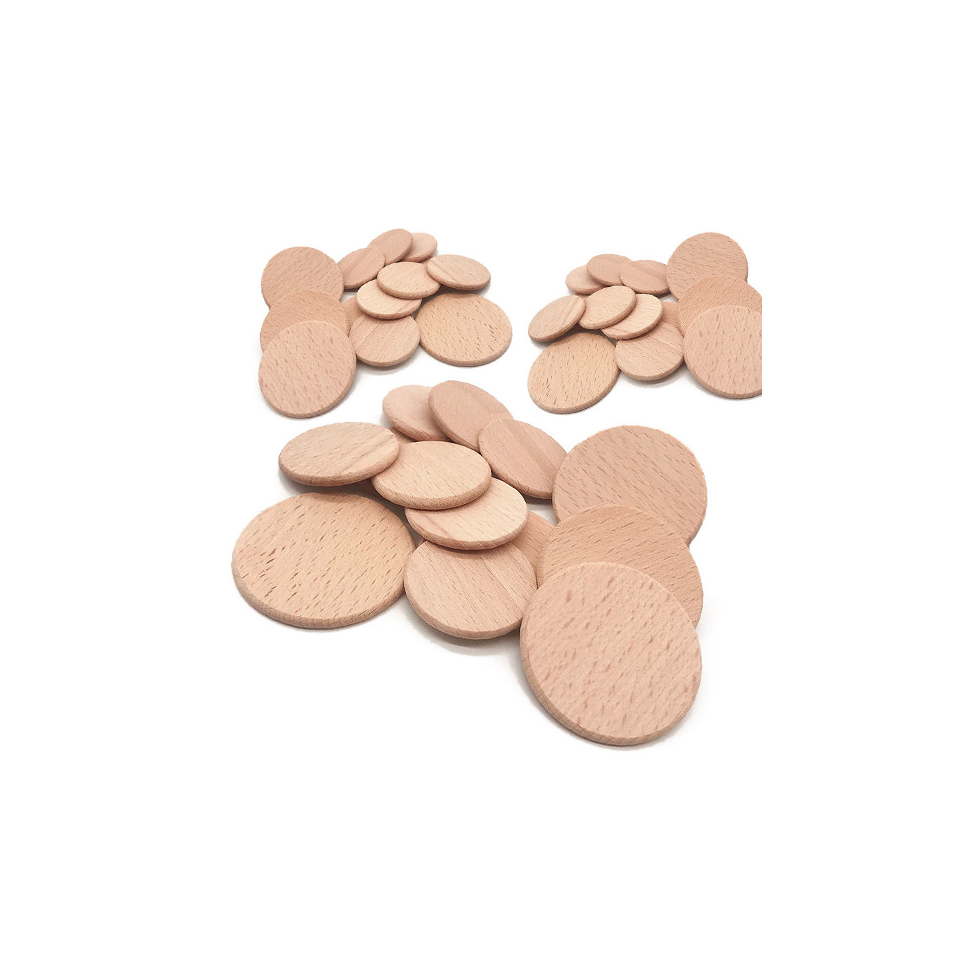 Set of 100 wooden discs (dia: 5 cm, thickness: 3.2 mm, beech)