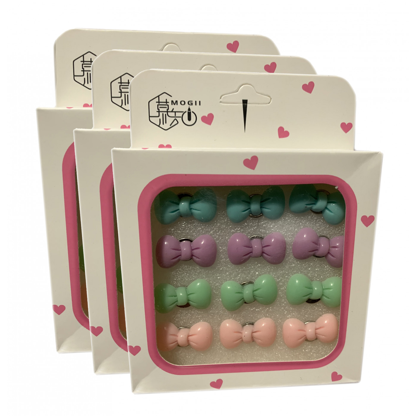 Set of 36 cute thumbtacks in boxes (model: bows colored)