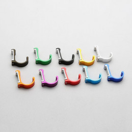 Set of 10 aluminum clothes hooks / coat racks (curved, orange)