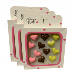 Set of 36 cute thumbtacks in boxes (model: hearts, pink, brown