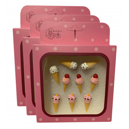 Set of 27 cute thumbtacks in boxes (model: ice creams)