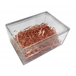 Set of 160 metal paper clips (rose gold, in acrylic box)