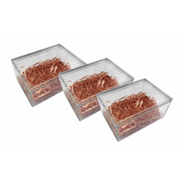 Set of 480 metal paper clips (rose gold, in 3 acrylic boxes)