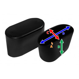 Fleksibel stolebenkappe (oval, 15x30 mm, sort)
